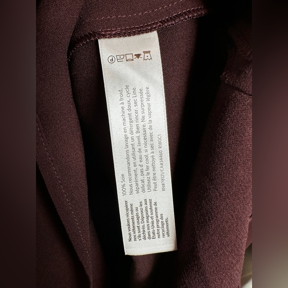 Eileen Fisher Rich Burgundy silk Blouse - Picture 7 of 7
